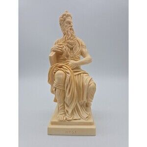 Michelangelo Horned Mose Alabaster 8" Figure of Moses Italy